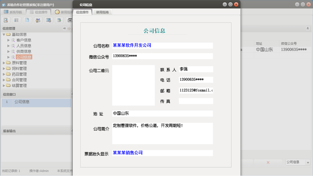 公司信息信息窗口