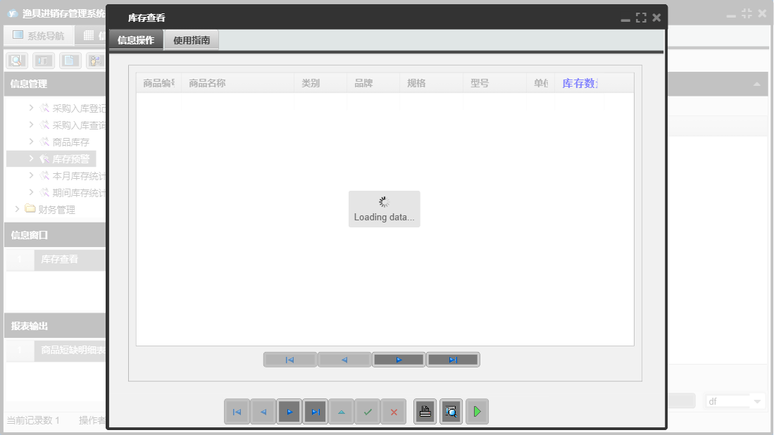 库存查看信息窗口