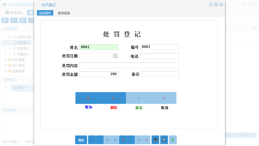 处罚登记信息窗口
