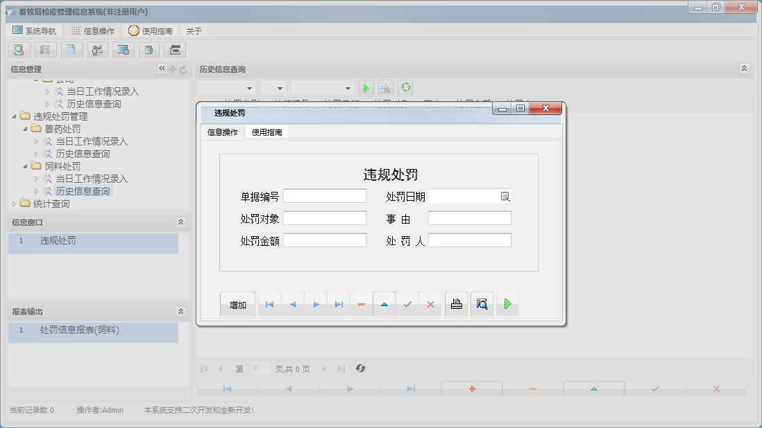违规处罚信息窗口